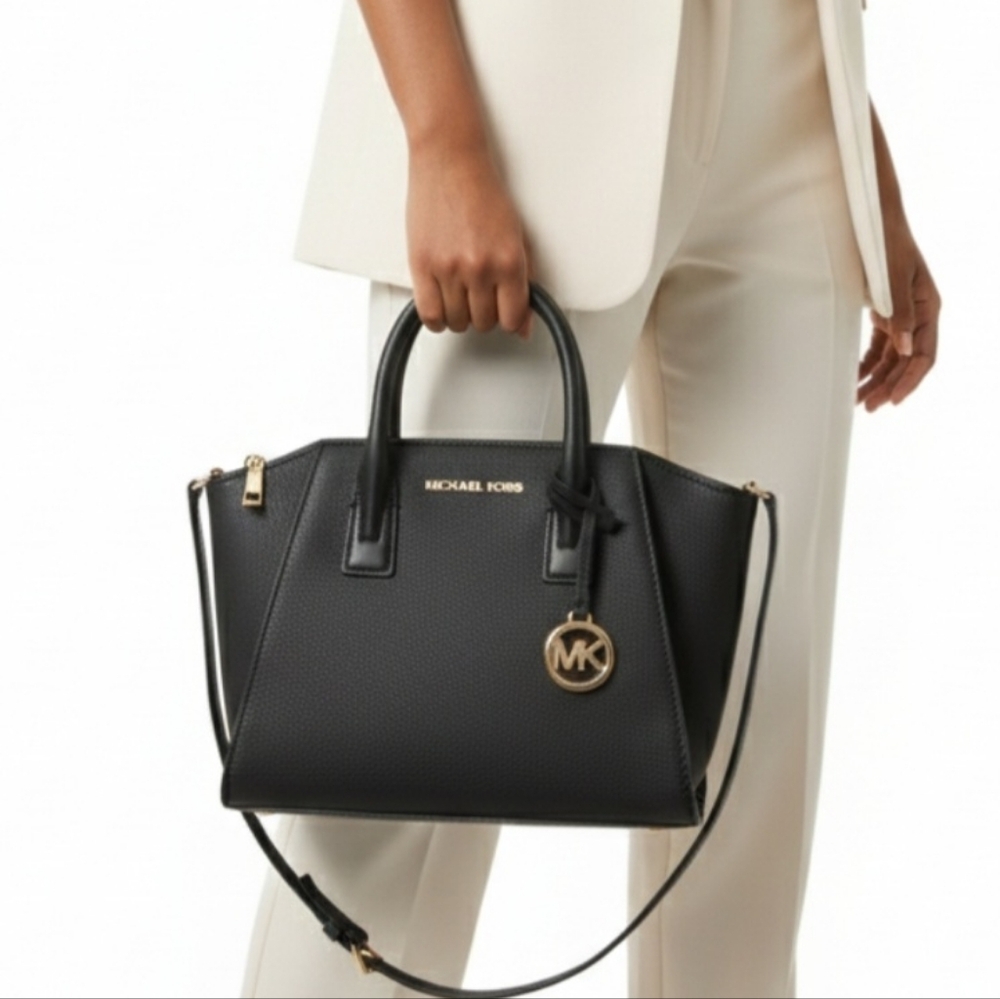 Michael Kors Black Saffiano Leather Satchel Women Handbag One Size